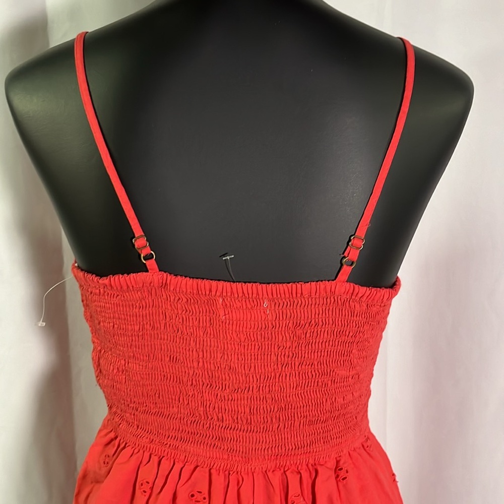 NWOT Japan Coral Pink Embroidered Floral Eyelet Sleeveless Cotton Romper - Picture 10 of 16